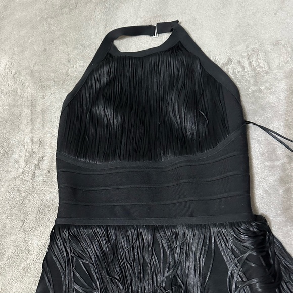Karen Millen Black Tiered Fringe Bandage Knit dress - Picture 5 of 16